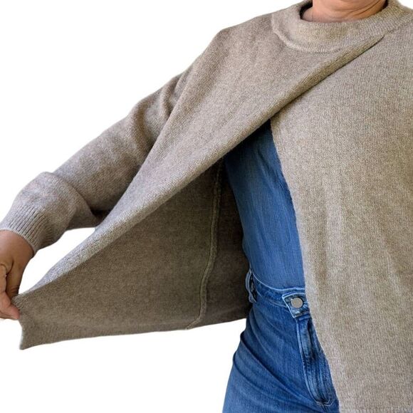 Grade & Gather Tan Front Back Overlap Pullover Sweater Round Neck Women's Size M - Picture 4 of 8